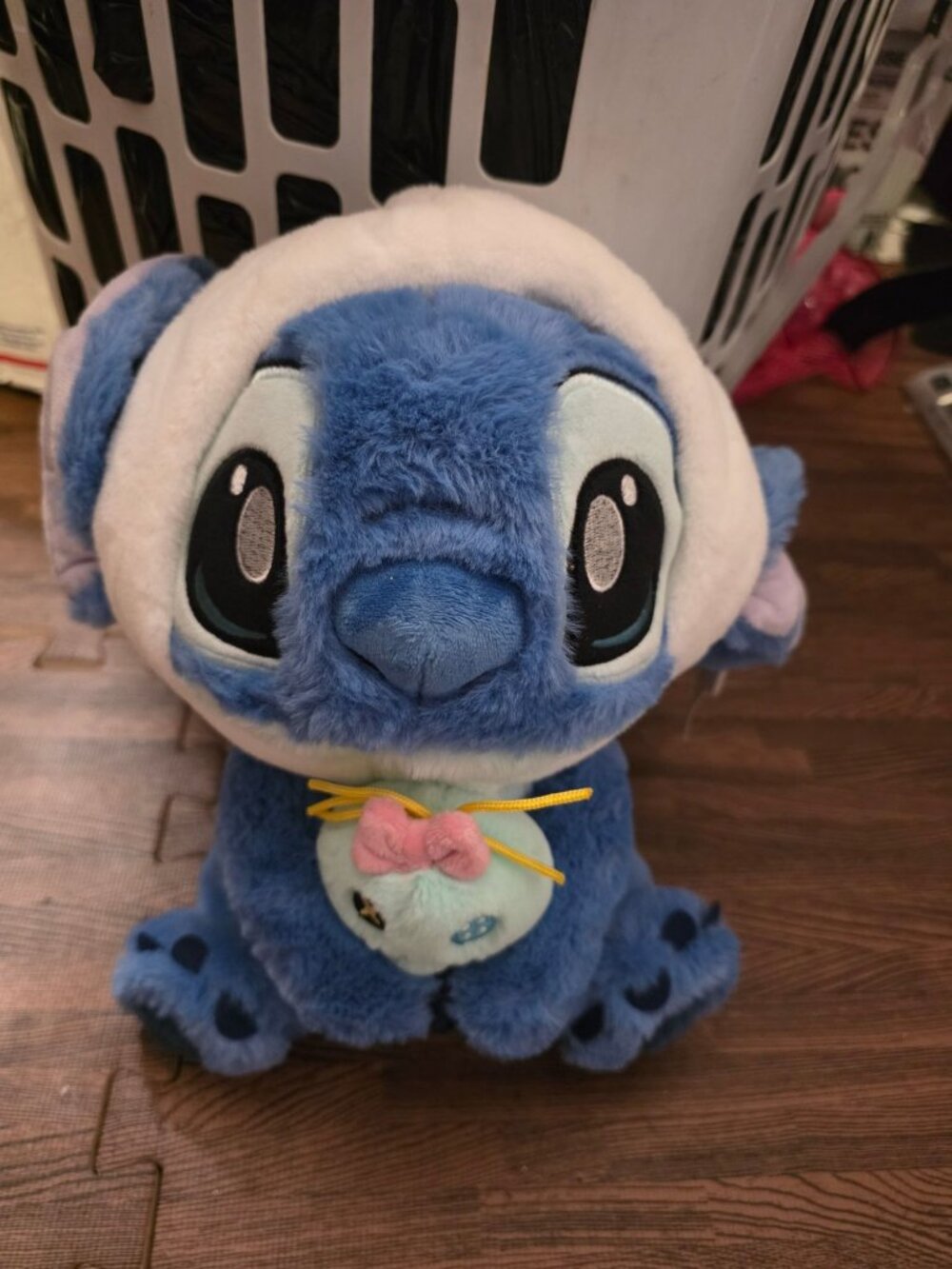 Disney Stitch Plush Toy Wearing Hooded Outfit With Bow Tie - Blue/White - 10 Inc